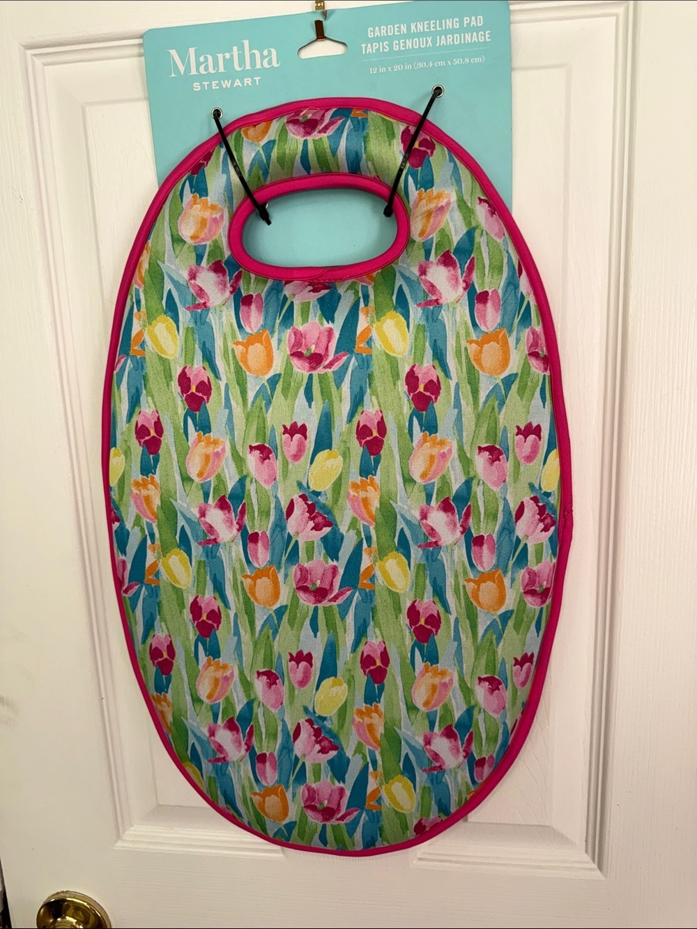 Martha Stewart Tulip Garden Kneeling Pad — Pink Trim, Multicolor Floral